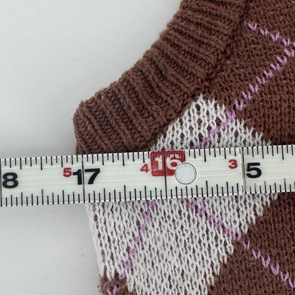 Abound Argyle Knit Sweater Vest S Brown White Pink Preppy Cottagecore Y2K - Picture 5 of 6